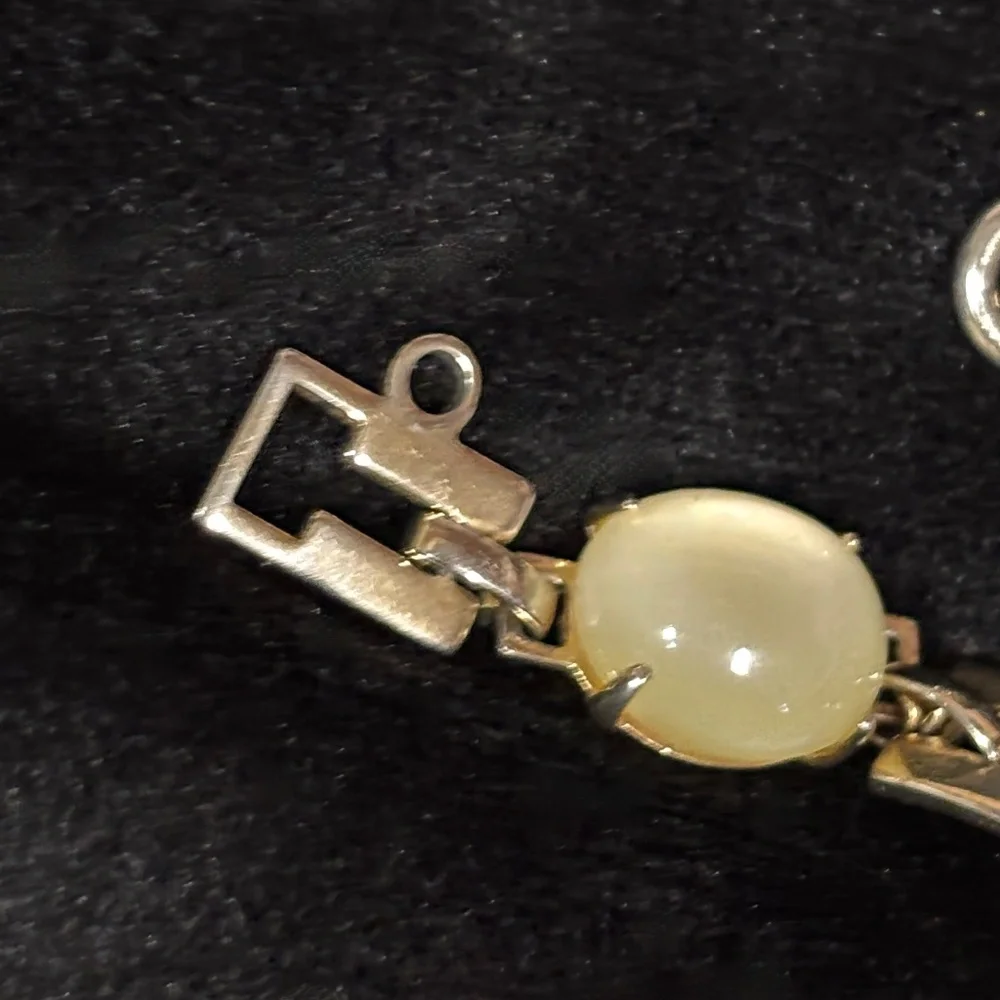 Pastel multi stone gold bracelet with security chain clasp 7" long - Picture 8 of 10